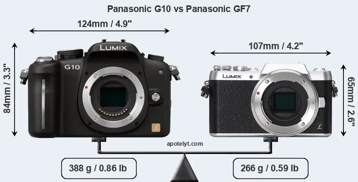 Size Panasonic G10 vs Panasonic GF7