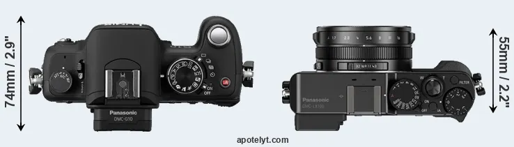 Compare G10 versus LX100 top