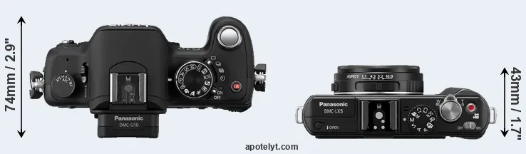 Compare G10 versus LX5 top