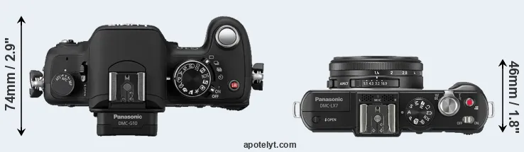 Compare G10 versus LX7 top