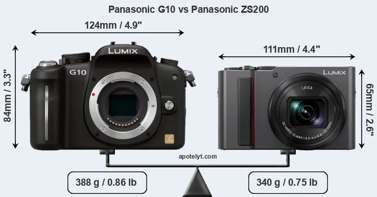 Size Panasonic G10 vs Panasonic ZS200