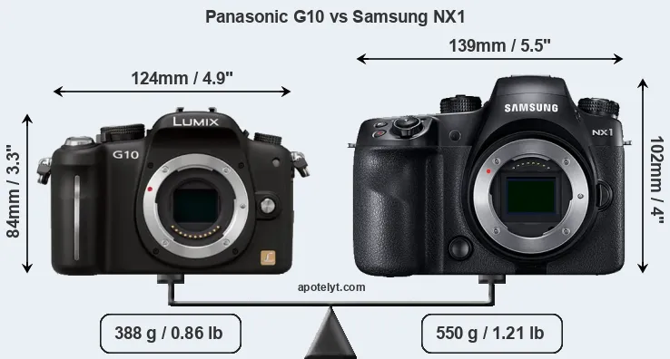 Size Panasonic G10 vs Samsung NX1
