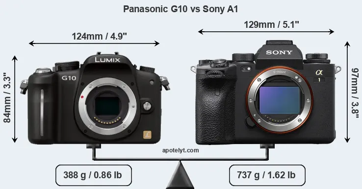 Size Panasonic G10 vs Sony A1