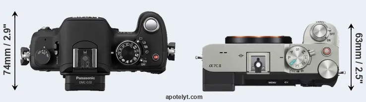 Compare G10 versus A7C II top