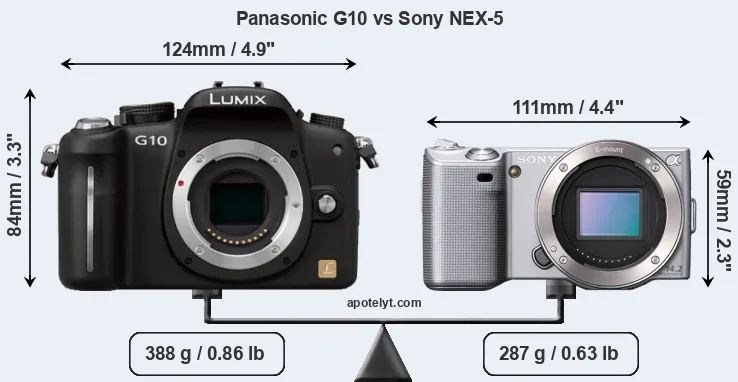 Size Panasonic G10 vs Sony NEX-5