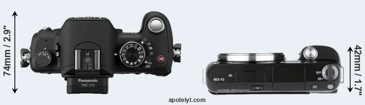 Compare G10 versus NEX-F3 top