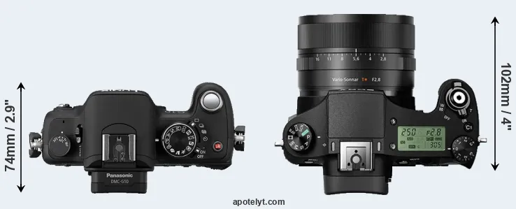 Compare G10 versus RX10 II top