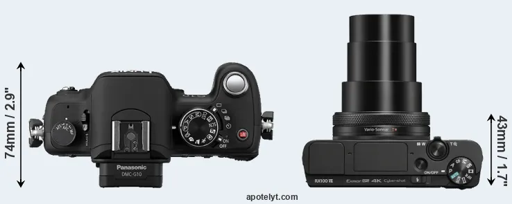 Compare G10 versus RX100 VII top