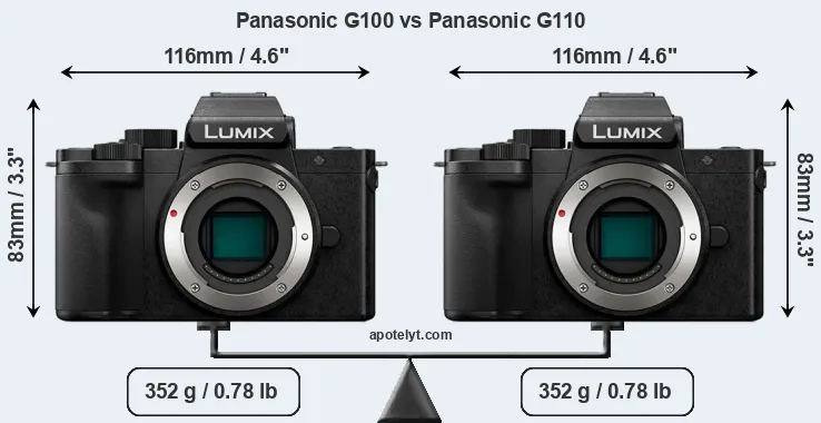 Size Panasonic G100 vs Panasonic G110