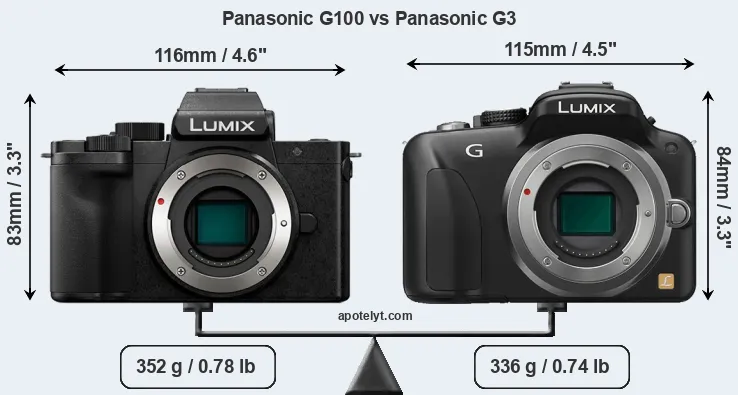 Size Panasonic G100 vs Panasonic G3