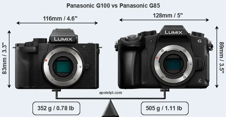 Size Panasonic G100 vs Panasonic G85
