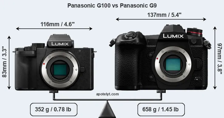 Size Panasonic G100 vs Panasonic G9