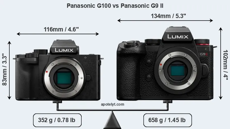Size Panasonic G100 vs Panasonic G9 II