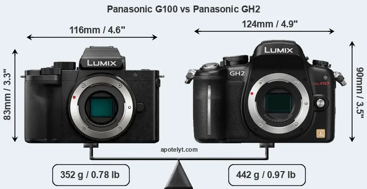 Size Panasonic G100 vs Panasonic GH2
