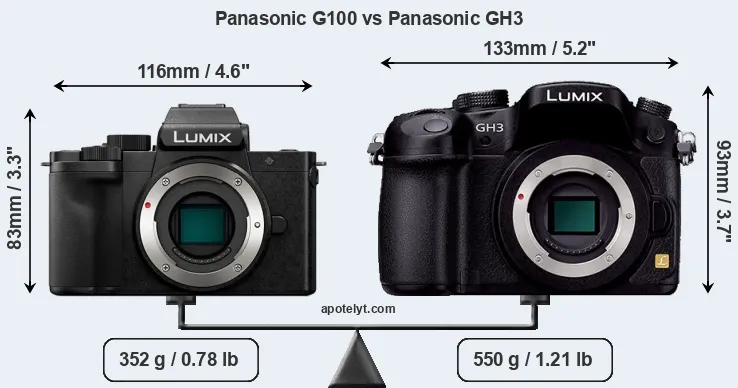 Size Panasonic G100 vs Panasonic GH3
