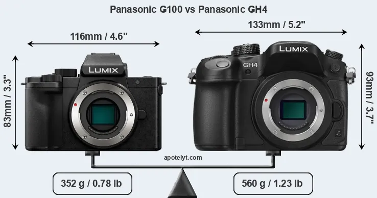 Size Panasonic G100 vs Panasonic GH4