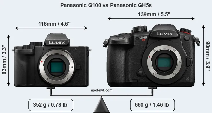 Size Panasonic G100 vs Panasonic GH5s