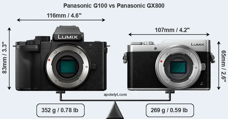 Size Panasonic G100 vs Panasonic GX800