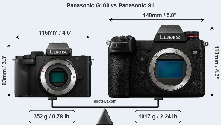 Size Panasonic G100 vs Panasonic S1