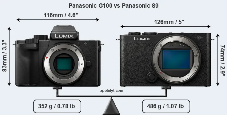 Size Panasonic G100 vs Panasonic S9