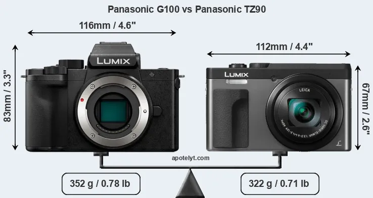 Size Panasonic G100 vs Panasonic TZ90