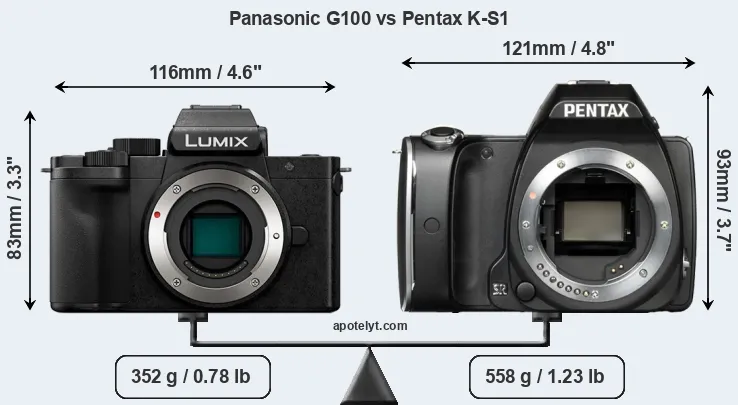 Size Panasonic G100 vs Pentax K-S1