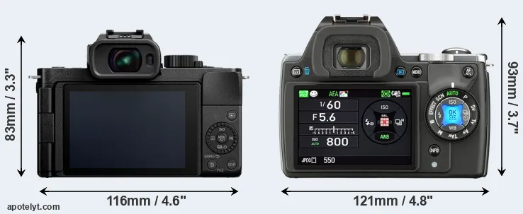 Comparison G100 or K-S1 rear