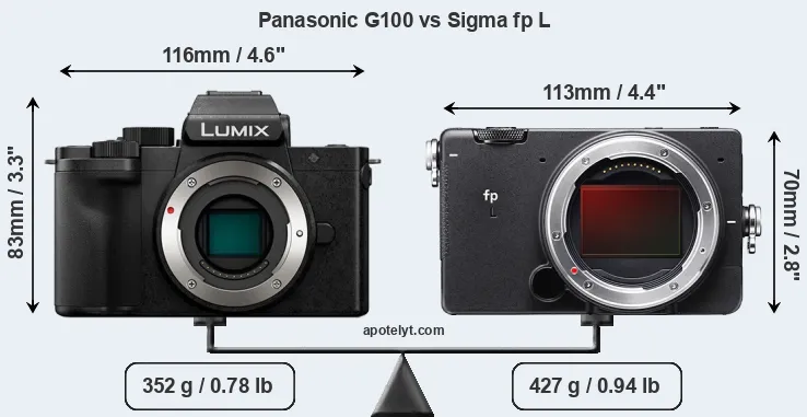 Size Panasonic G100 vs Sigma fp L