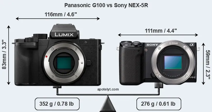 Size Panasonic G100 vs Sony NEX-5R