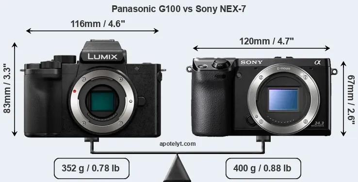 Size Panasonic G100 vs Sony NEX-7