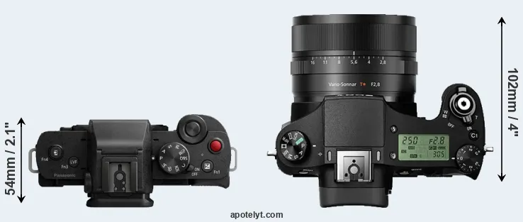Compare G100 versus RX10 II top