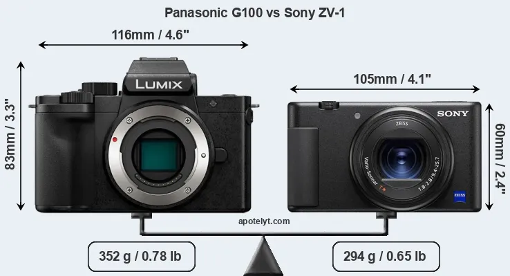 Size Panasonic G100 vs Sony ZV-1