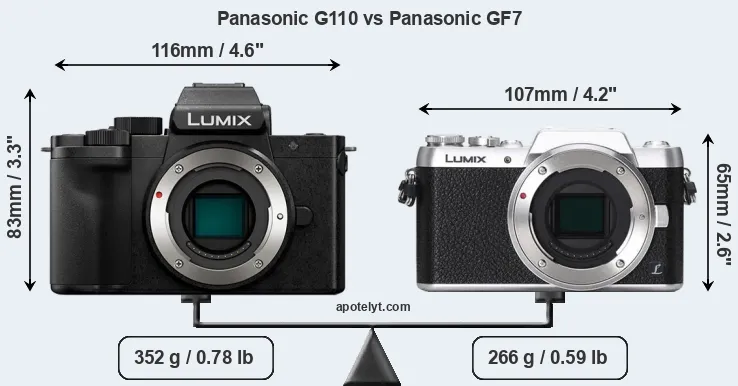 Size Panasonic G110 vs Panasonic GF7