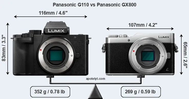Size Panasonic G110 vs Panasonic GX800