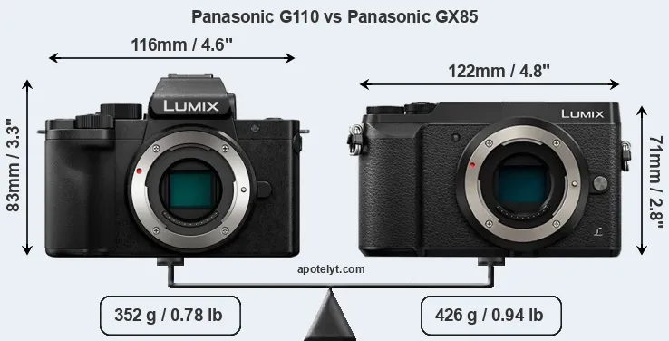 Size Panasonic G110 vs Panasonic GX85