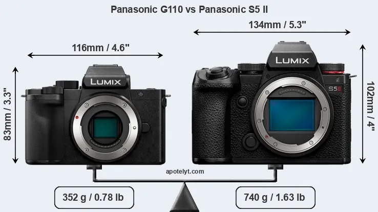 Size Panasonic G110 vs Panasonic S5 II