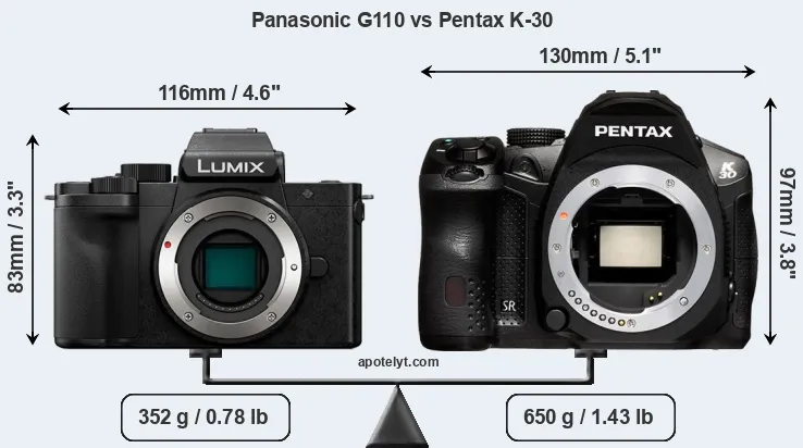 Size Panasonic G110 vs Pentax K-30