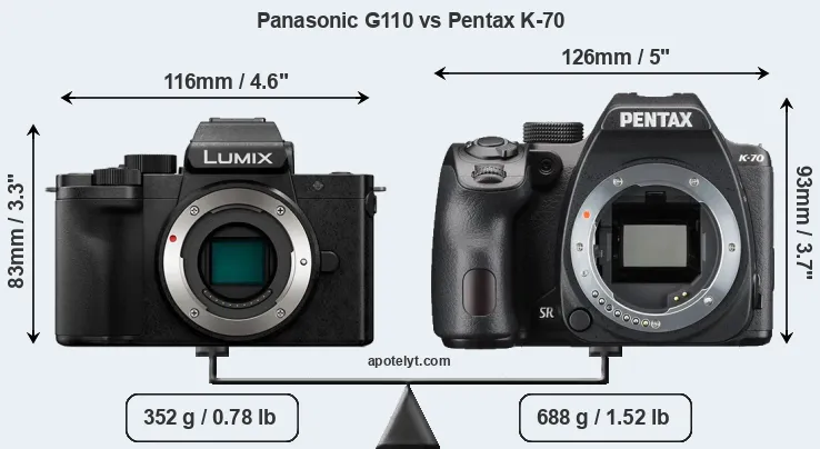 Size Panasonic G110 vs Pentax K-70