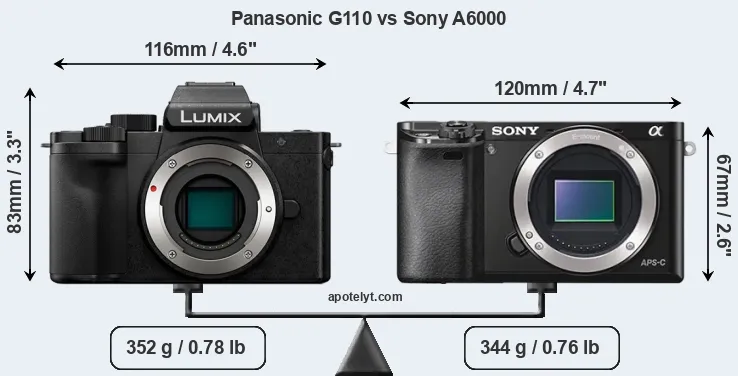 Size Panasonic G110 vs Sony A6000