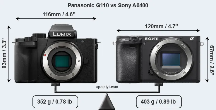 Size Panasonic G110 vs Sony A6400