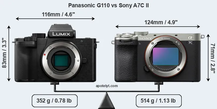 Size Panasonic G110 vs Sony A7C II