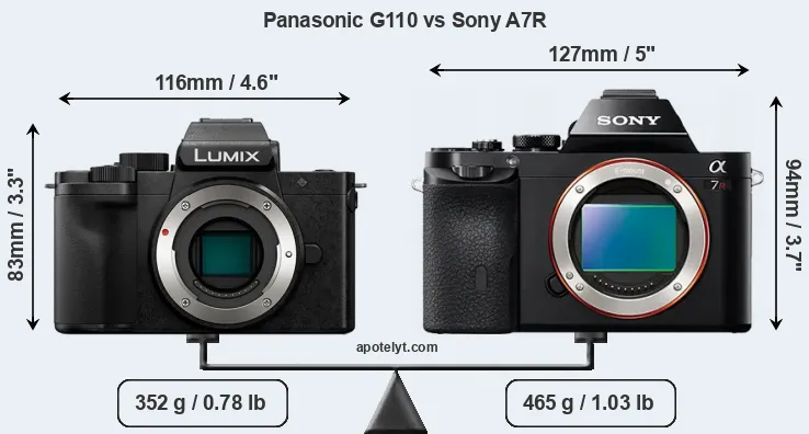 Size Panasonic G110 vs Sony A7R