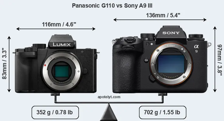 Size Panasonic G110 vs Sony A9 III