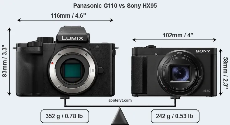 Size Panasonic G110 vs Sony HX95