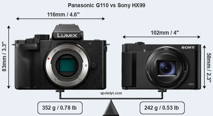 Size Panasonic G110 vs Sony HX99
