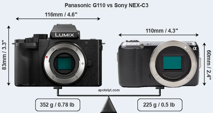 Size Panasonic G110 vs Sony NEX-C3