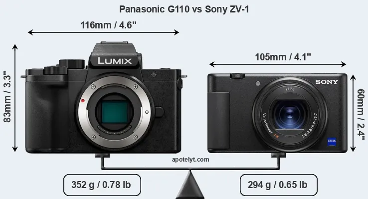 Size Panasonic G110 vs Sony ZV-1