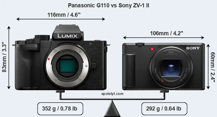 Size Panasonic G110 vs Sony ZV-1 II