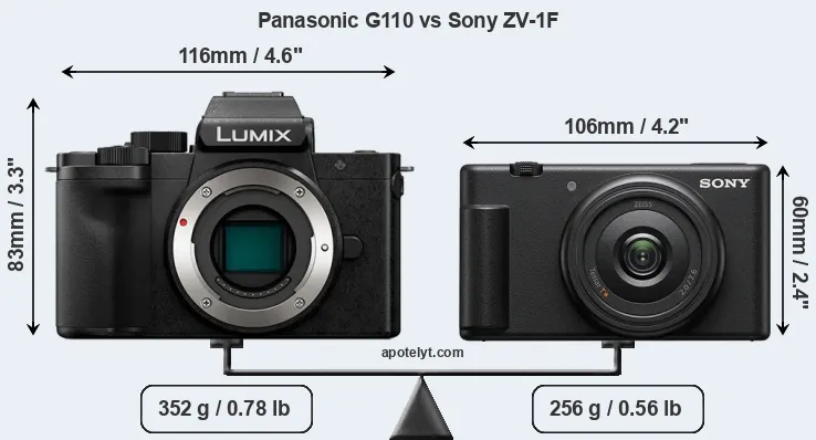 Size Panasonic G110 vs Sony ZV-1F