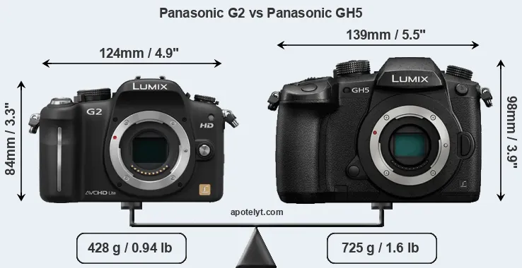 Size Panasonic G2 vs Panasonic GH5